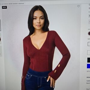 bebe Deep Red Knit Blouse